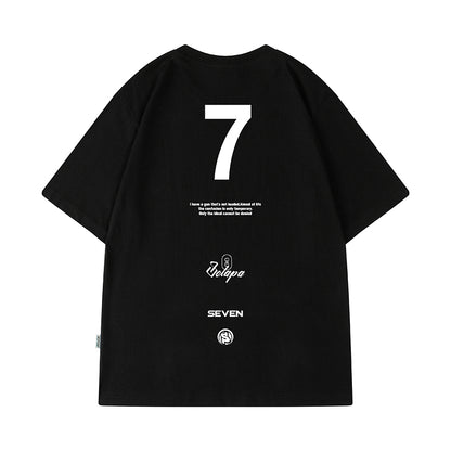 No.7 デザインプリント半袖Tシャツ U1652