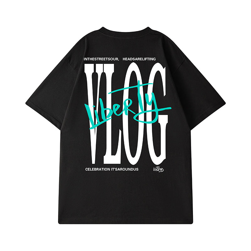 VLOGプリントストリート半袖Tシャツ U1710