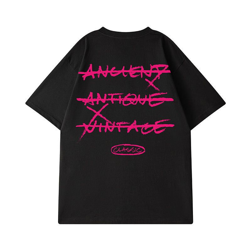 【OUTLET/即納】ストリートレタープリント半袖Tシャツ U1848
