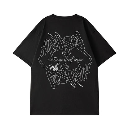 バックレタープリント半袖Tシャツ U1808