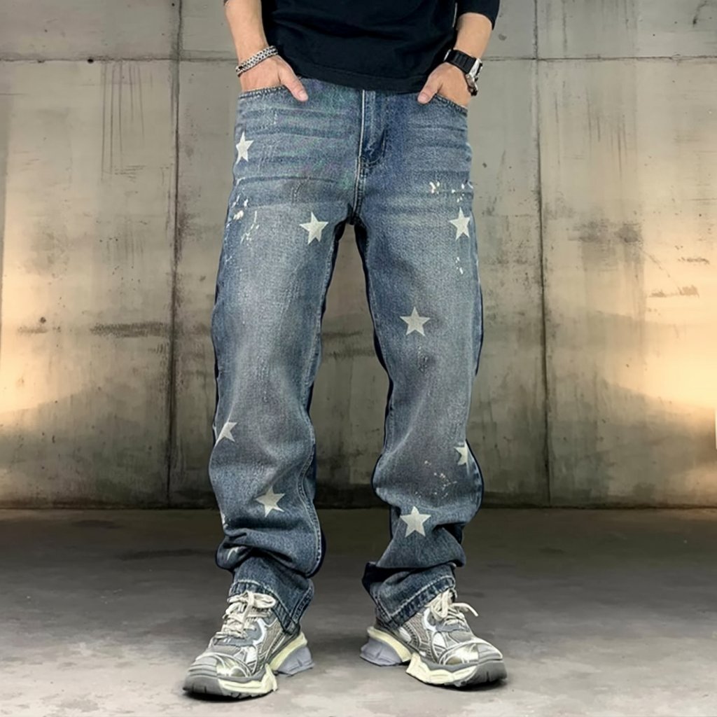 スターペイントワイドデニムパンツ U2518