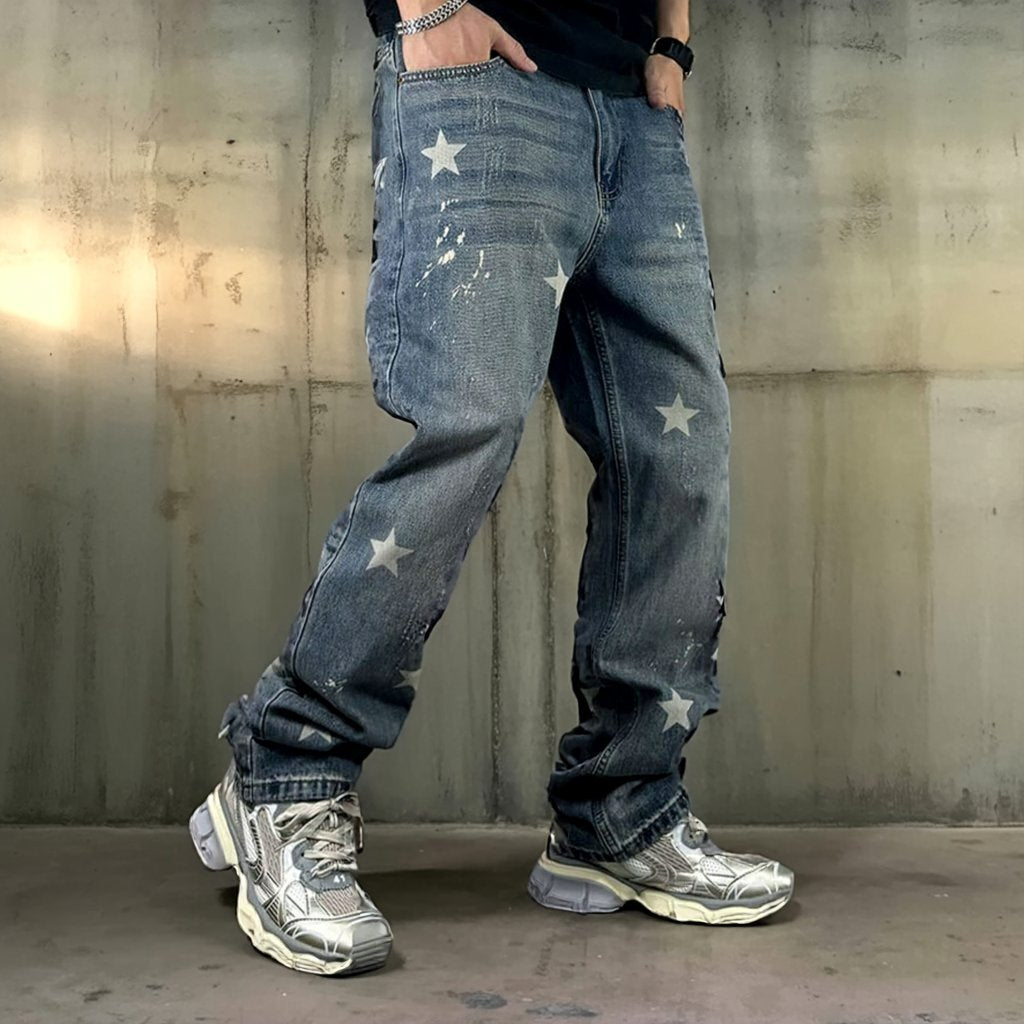 スターペイントワイドデニムパンツ U2518