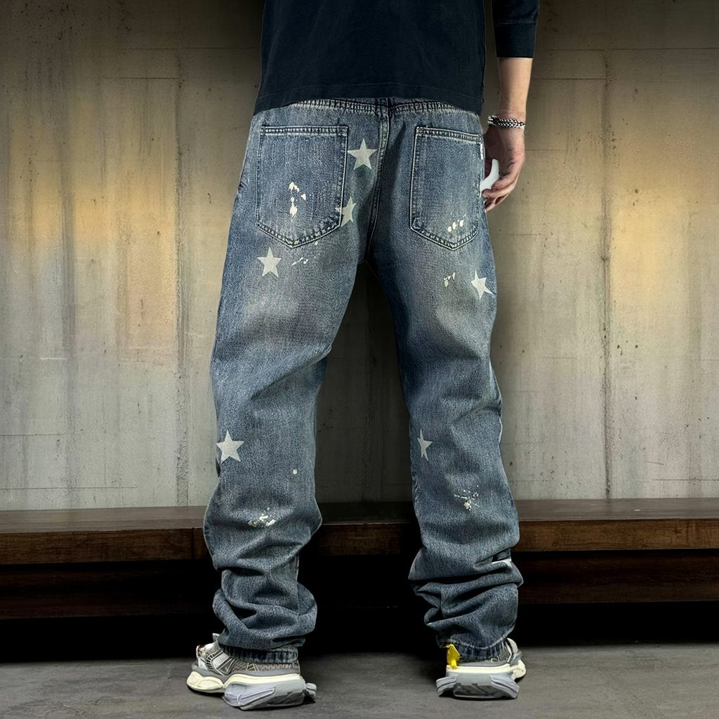 スターペイントワイドデニムパンツ U2518