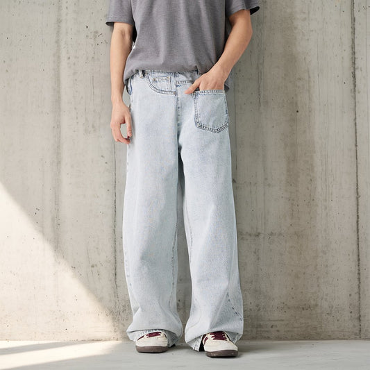 アシンメトリーサイドジップデニムパンツ U2363